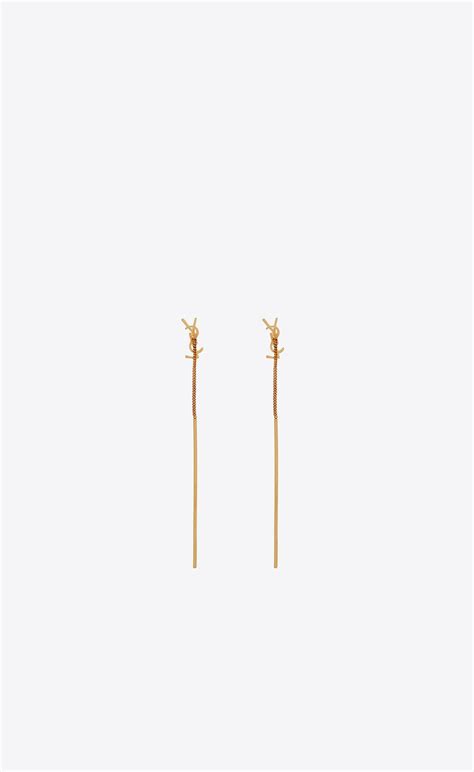 opyum ysl long threader earrings in metal|CASSANDRE threader earrings in metal .